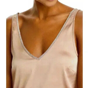 Generation Love Women's Christie Crystal Tank Small Latte Sleeveless Embellished
